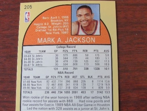 A 1990 Mark Jackson basketball card is valued ahead of two Michael Jordans in the set because it features two famous murderers.