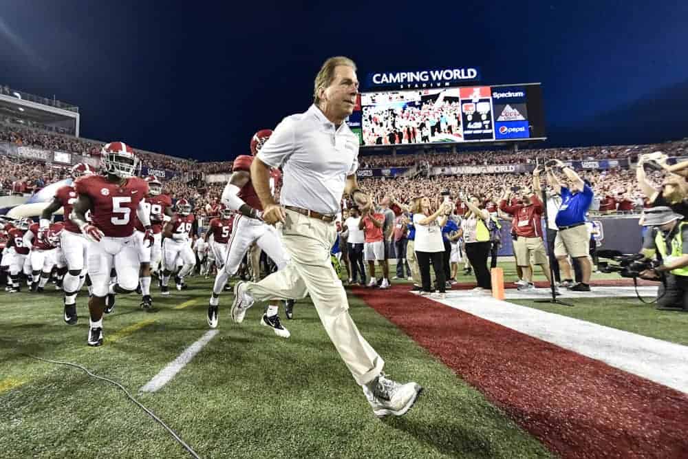 Nick Saban recently lamented his dancing prowess when speaking on the incredibly awkward viral videos of LSU coach Brian Kelly dancing with recruits