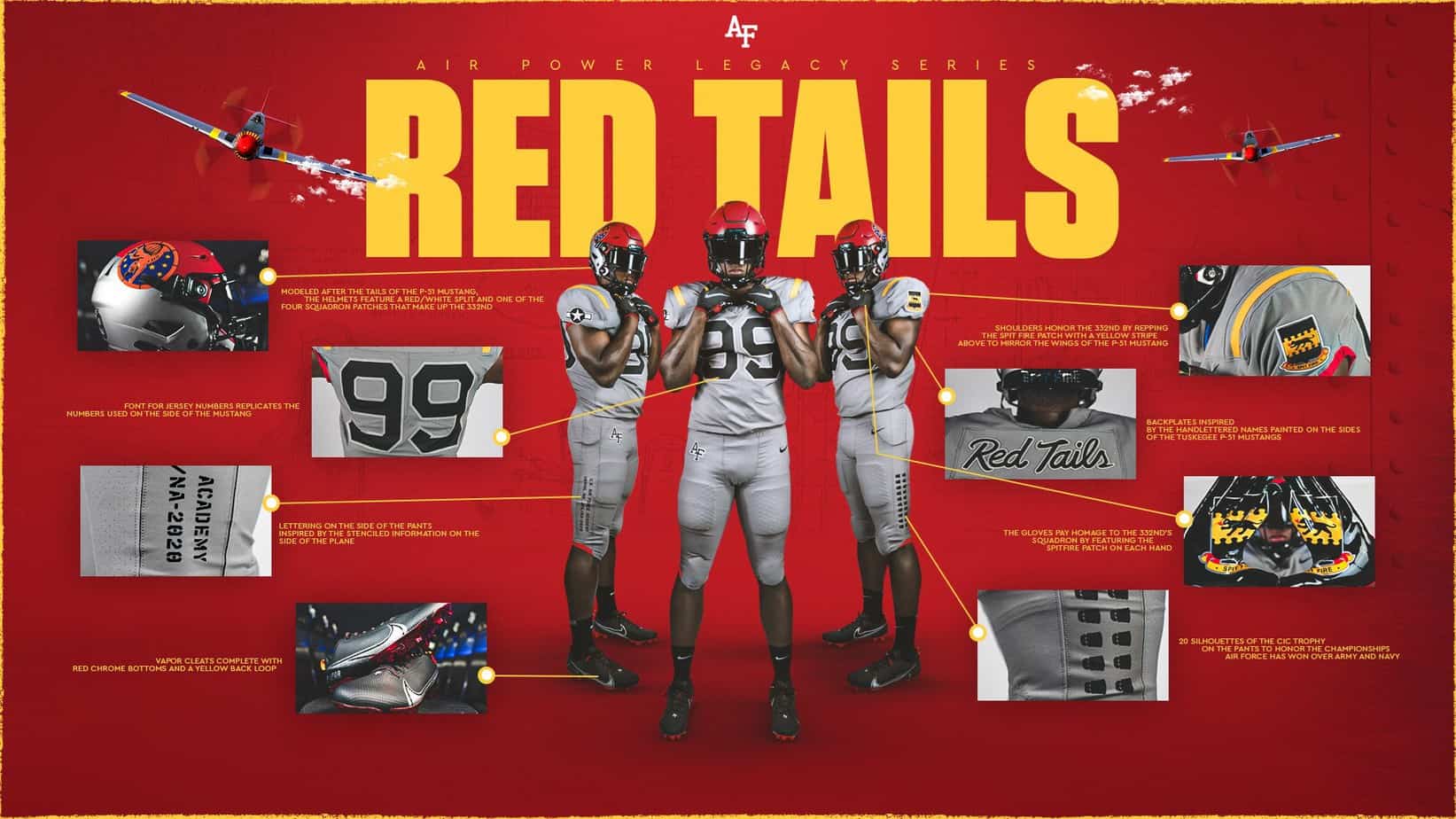 Tuskegee Airmen will be honored by the Air Force football team's new 2020 Air Power Legacy Series uniforms, debuting Oct. 3.