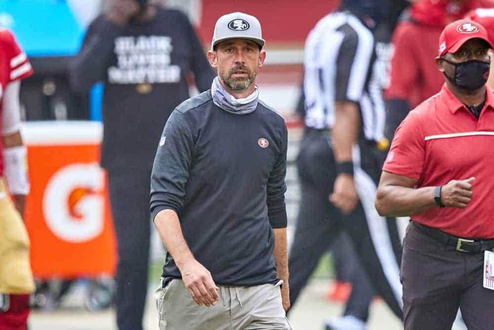 San Francisco 49ers fans are calling for Kyle Shanahan's head after losing to Colt McCoy and the Cardinals on Sunday afternoon