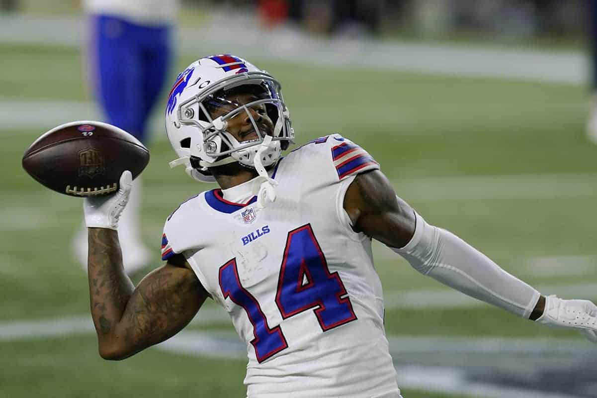 Buffalo Bills receiver Stefon Diggs made the "Bills Mafia" proud by slamming through a table while catching a football as part of All-Star Game festivities