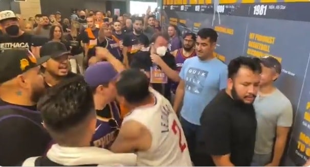 Clippers fan fight after Game 1 of the Western Conference FInals NBA playoffs against the Phoenix suns Los Angeles
