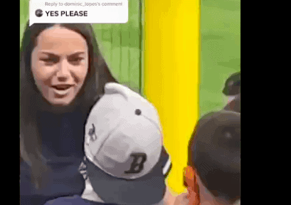 An adult female Yankees fan is all over the internet after letting a group of young Red Sox fans in her head, and yelling "27 rings!"