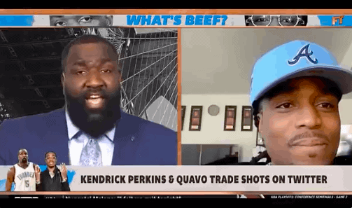 Migos rapper Quavo and Kendrick Perkins continued their beef during a live segment on "First Take" on Thursday morning