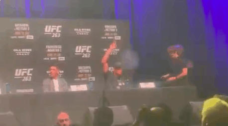 UFC veteran Nate Diaz hilariously decided to light up a joint during the press conference prior to his weekend bout with Leon Edwards