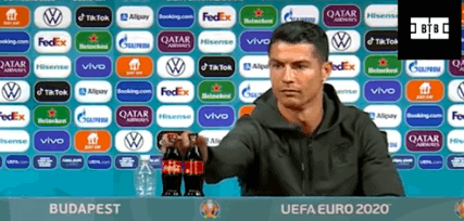 Cristiano Ronaldo had a hilarious reaction to a couple of bottles of Coke sitting near him during an interview ahead of match with Hungary