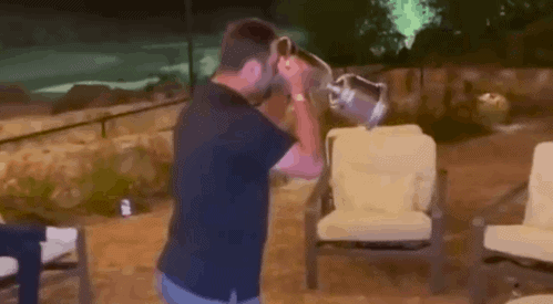 PGA star Jon Rahm is now savagely chugging beer out of the U.S. Open Trophy while sending glow in the dark golf balls into oblivion