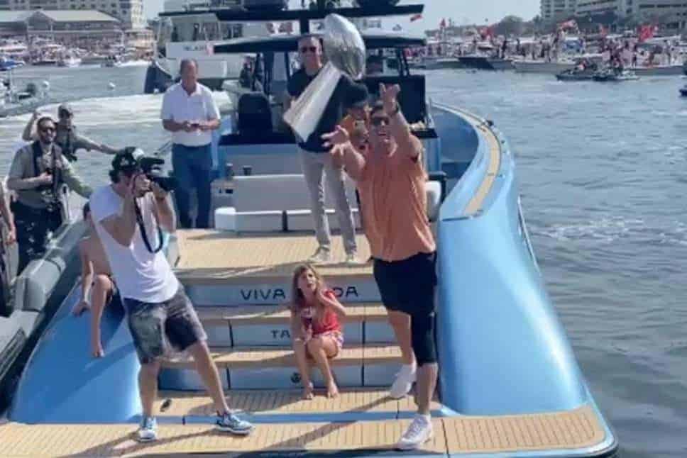 Tampa Bay Buccaneers quarterback Tom Brady has the perfect response when he's told the Stanley Cup might be too big for him to toss