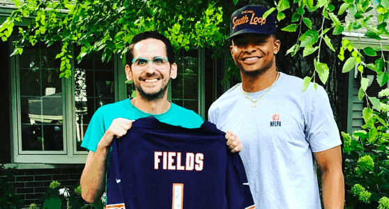 Chicago Bears rookie quarterback Justin Fields meets Scott Morrow, the Chicago gunshot victim who didn't want to die before watching him play