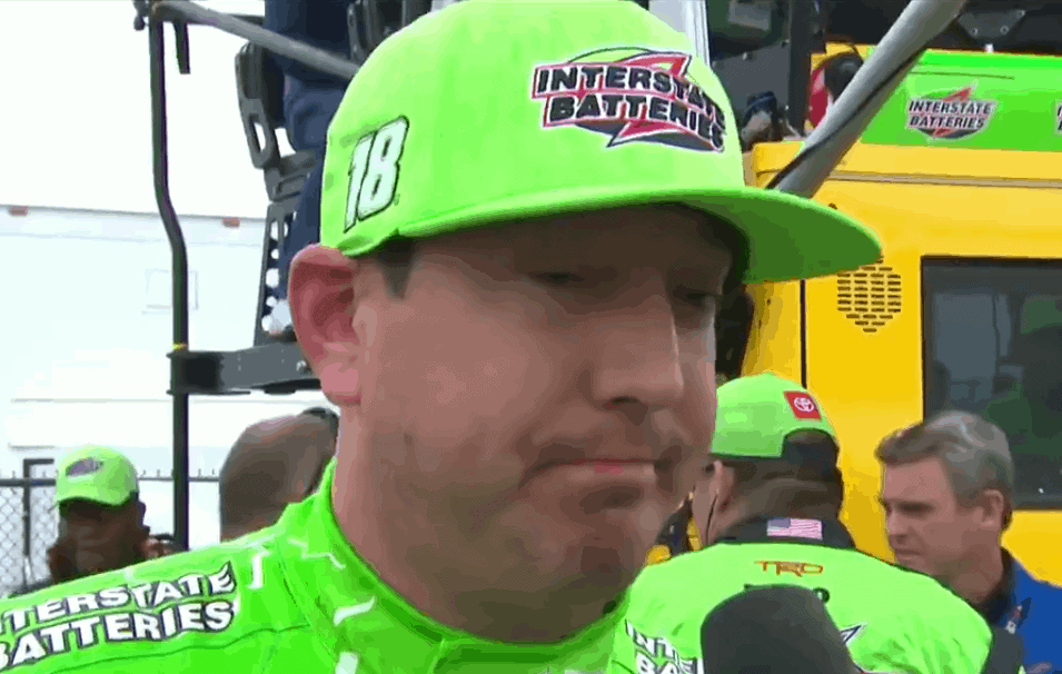 Kyle Busch visibly upset after being forced to retire from race.