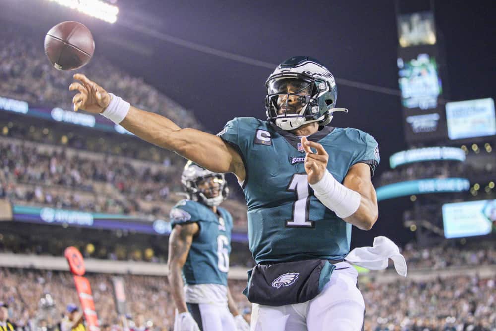 Yahoo NFL DFS fantasy football lineup optimizer picks today tonight Week 15 fantasy football lineup advice 2021 Jalen Hurts ownership rankings free expert tips strategy who to start who to sit fantasy playoffs QB RB WR TE