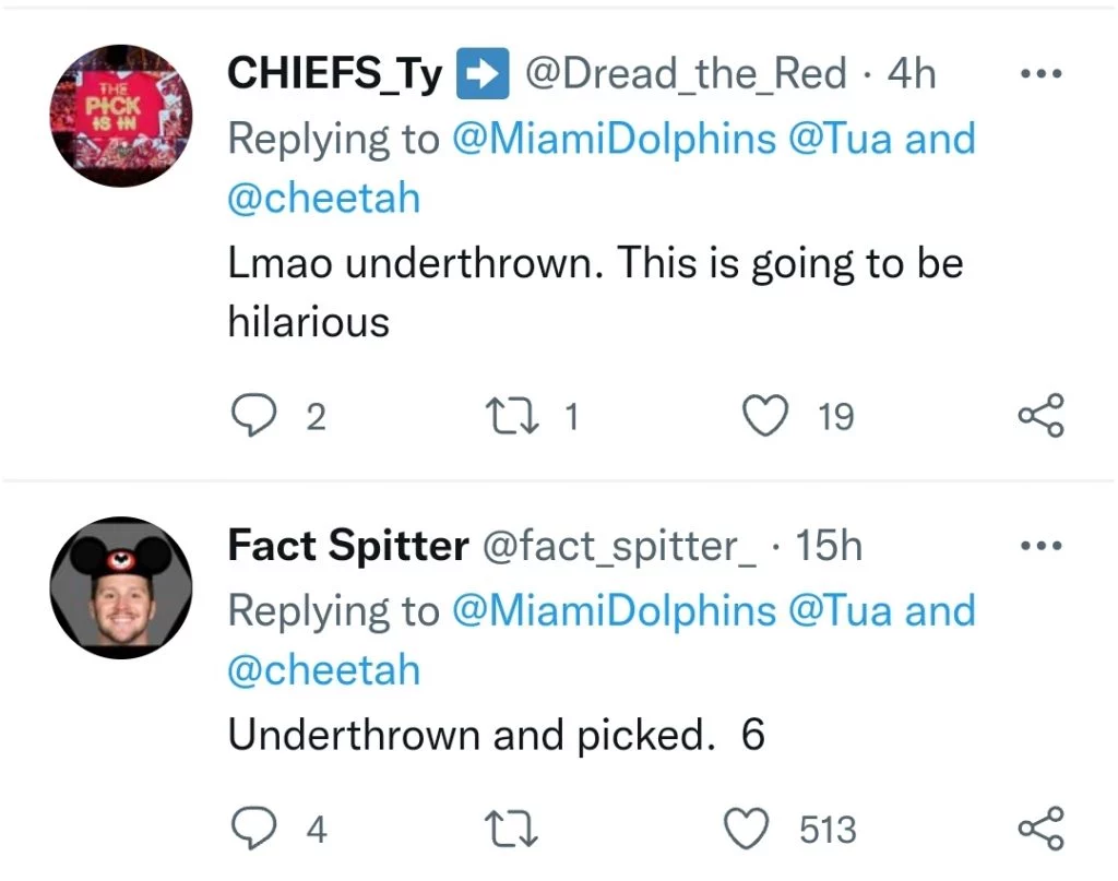 Dolphins Roasted for Posting Video of Tua Underthrowing Tyreek Hill