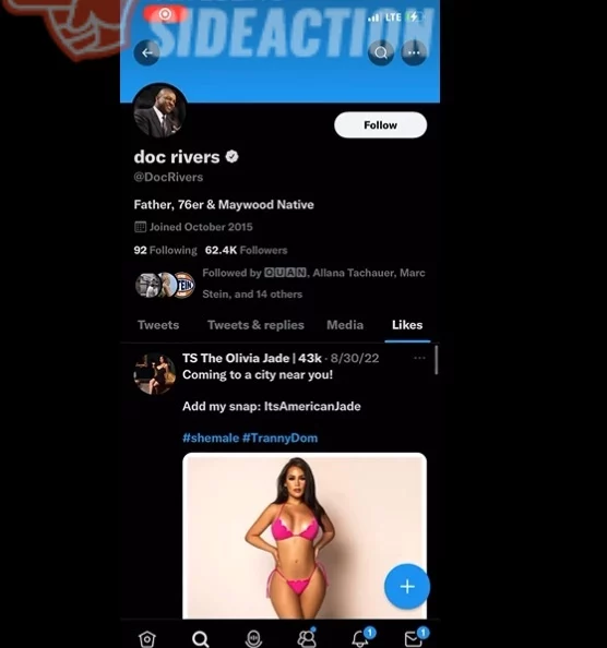 Shemale On Girl Nude Beach - Sixers Coach Doc Rivers Twitter Was Allegedly Hacked After Being Spotted  Liking Tweets About Transgender Porn Stars - Side Action